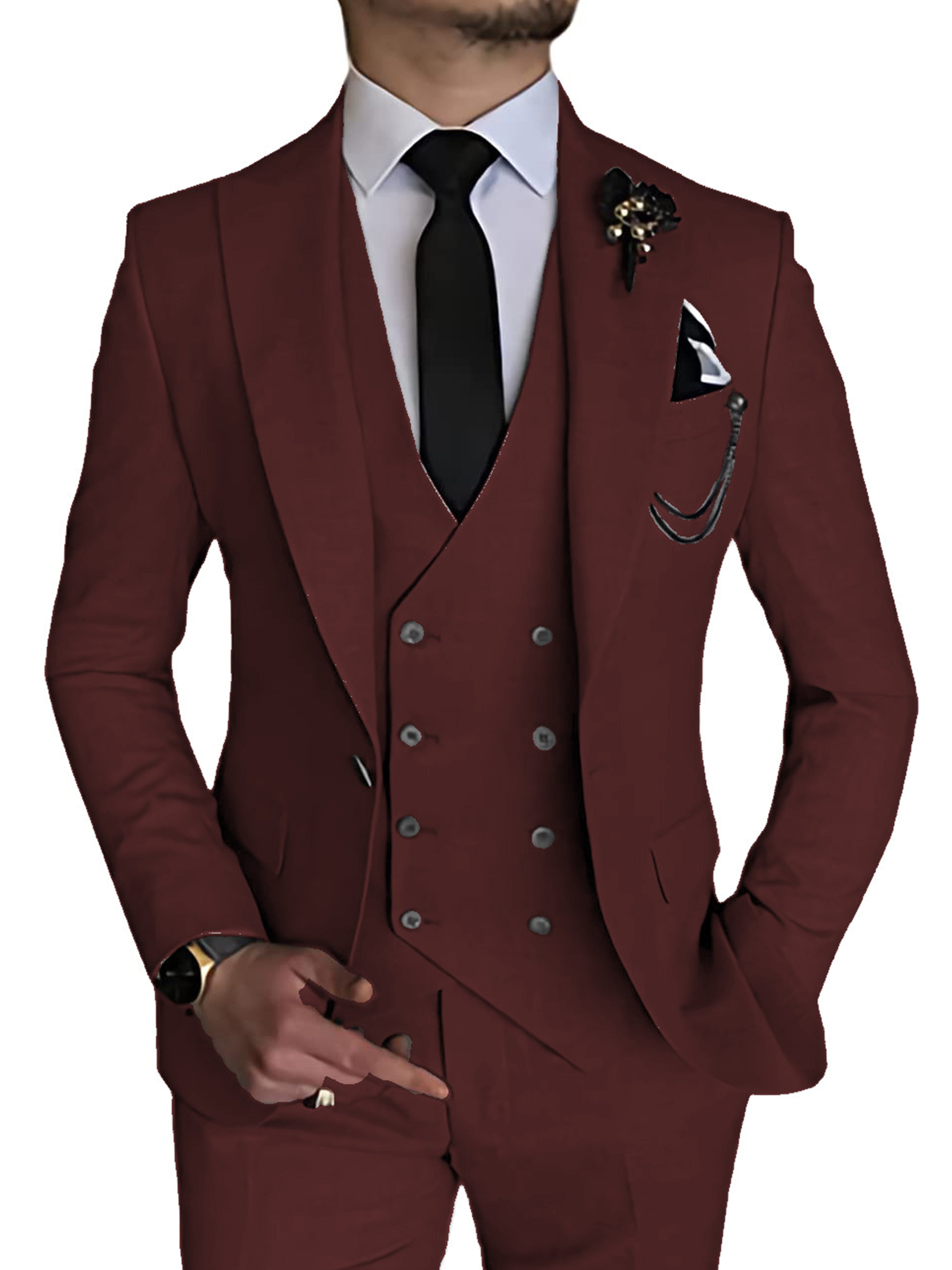 3 Pièces Costumes Hommes Gilet Costume Mariage