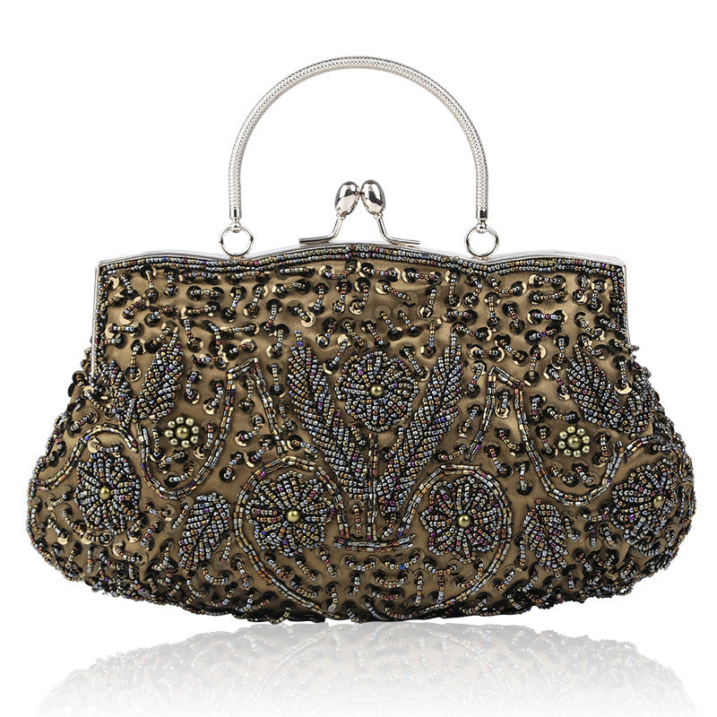 Sac de soirée vintage en broderie perlée fait à la main