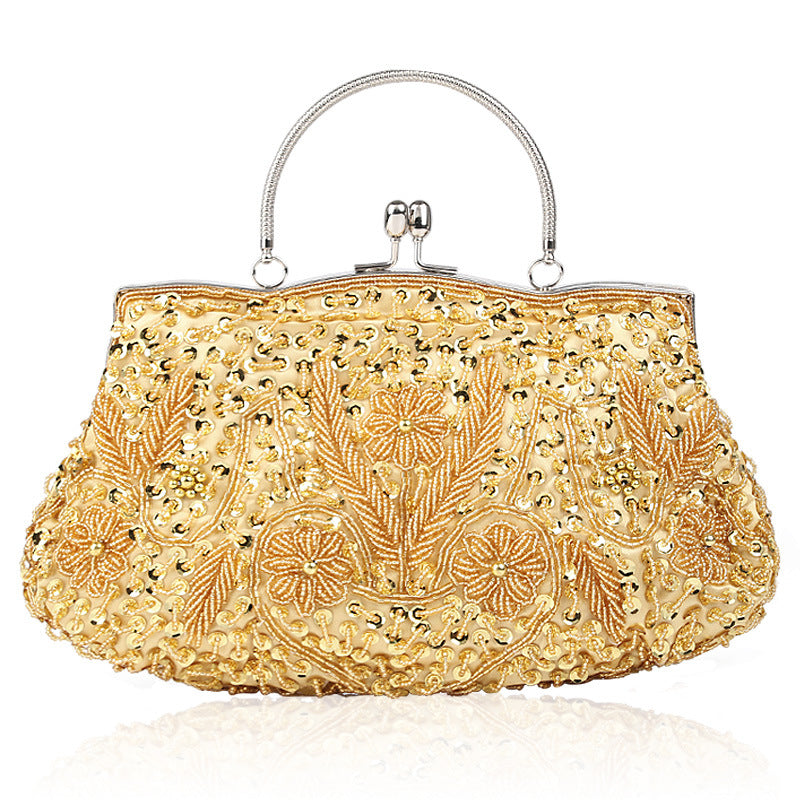Sac de soirée vintage en broderie perlée fait à la main