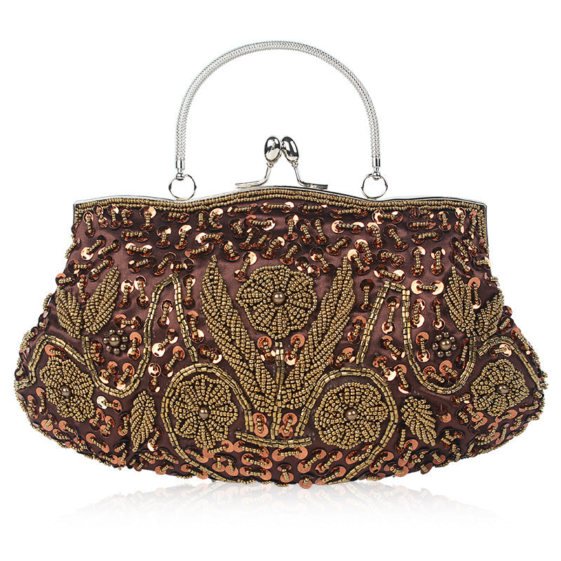 Sac de soirée vintage en broderie perlée fait à la main