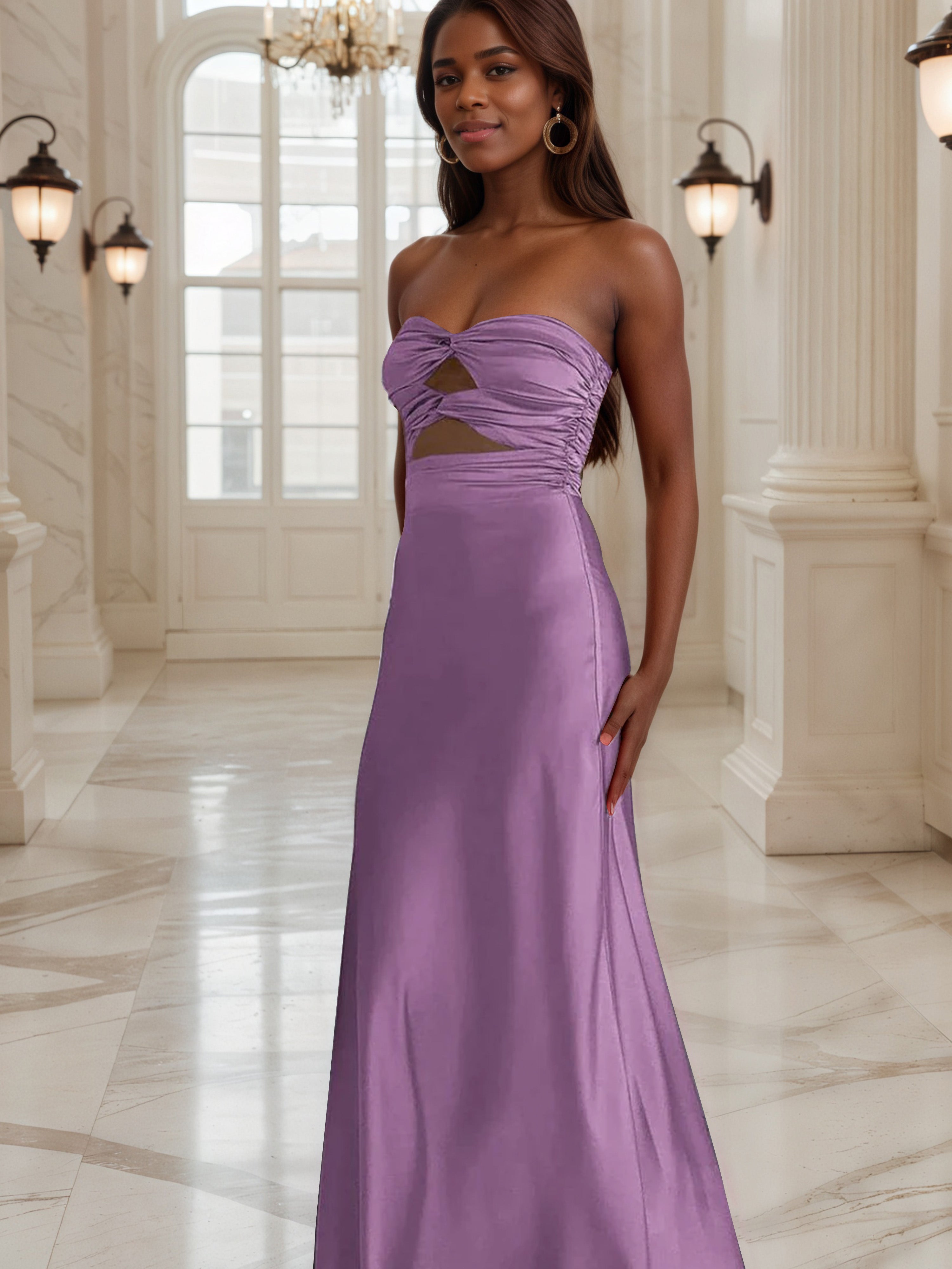 Robe de Soirée Tahiti Robe Bustier Fourreau avec Ouverture en Forme de Trou