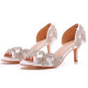 Chaussures De Mariage à Talons Hauts 9,5 Cm - Strass Et Fermeture Éclair - Satin Avec Semelle Caoutchouc - Pour Cérémonie, Soirée - 4