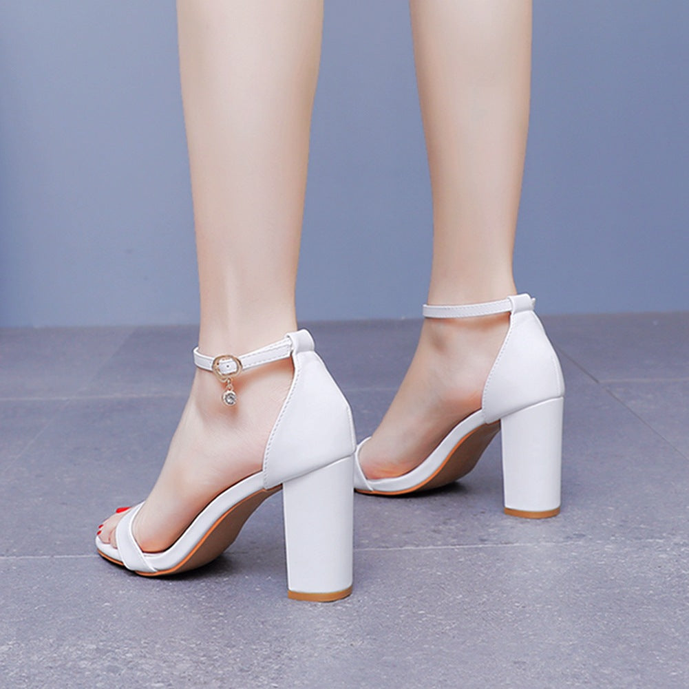 Bout Ouvert Sandales de Mariage à Talons Épais avec Perles Chaussures de Mariage