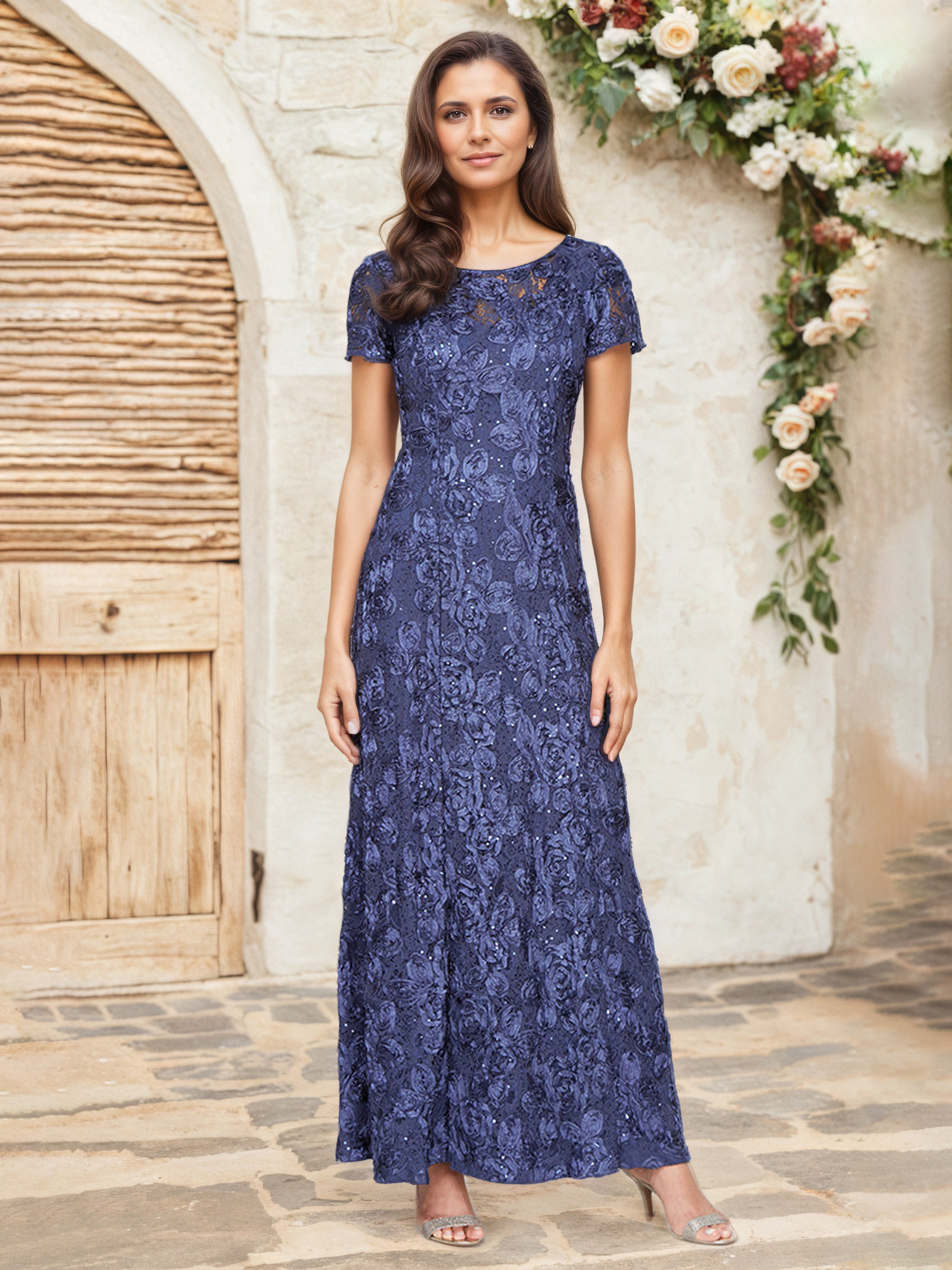 Robe Cérémonie Mariage Mère Du Marié ORAGEUX Paillettes Florales Fourreau/Colonne Robe Mère de la Mariée