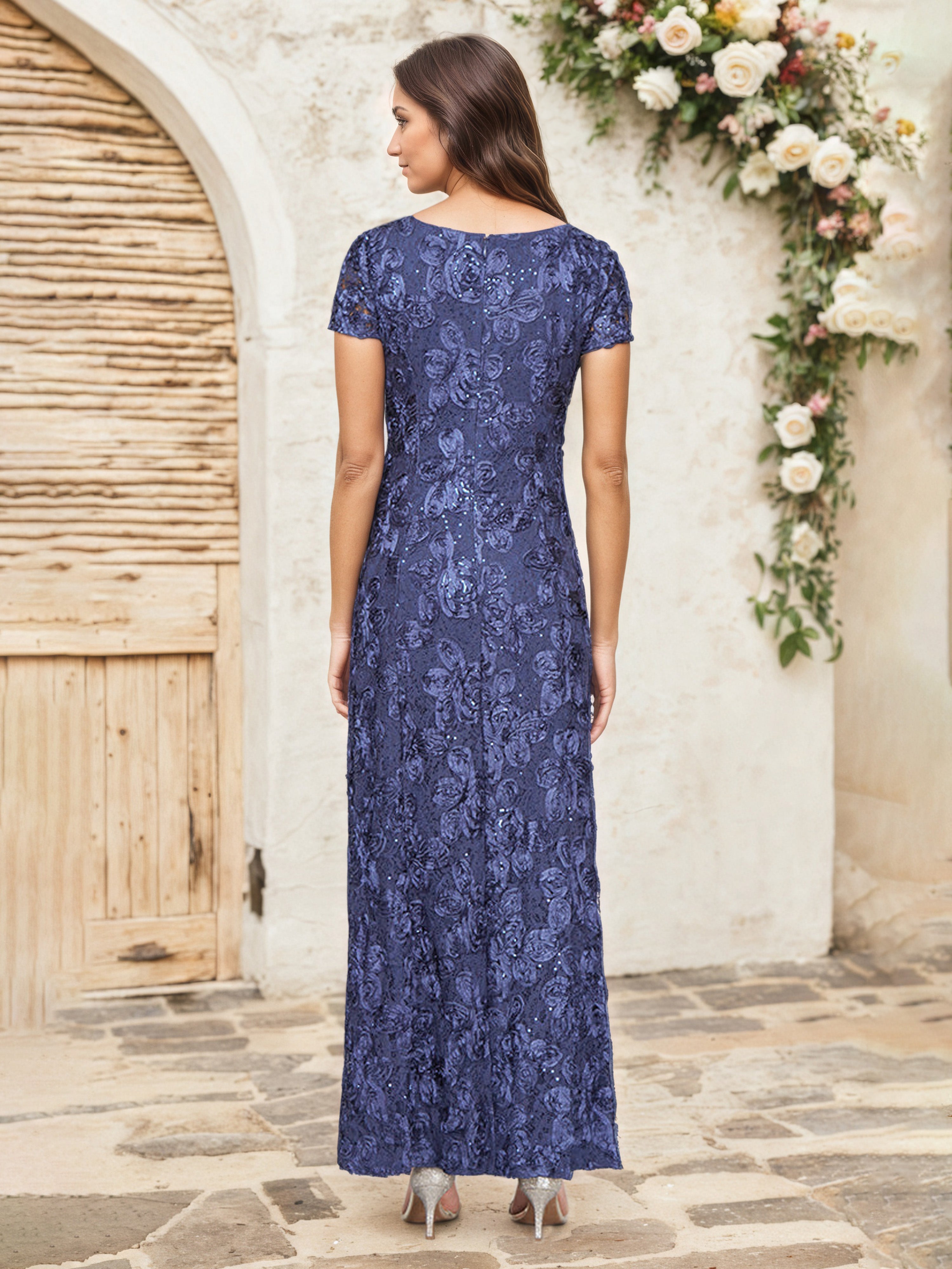 Robe Cérémonie Mariage Mère Du Marié ORAGEUX Paillettes Florales Fourreau/Colonne Robe Mère de la Mariée