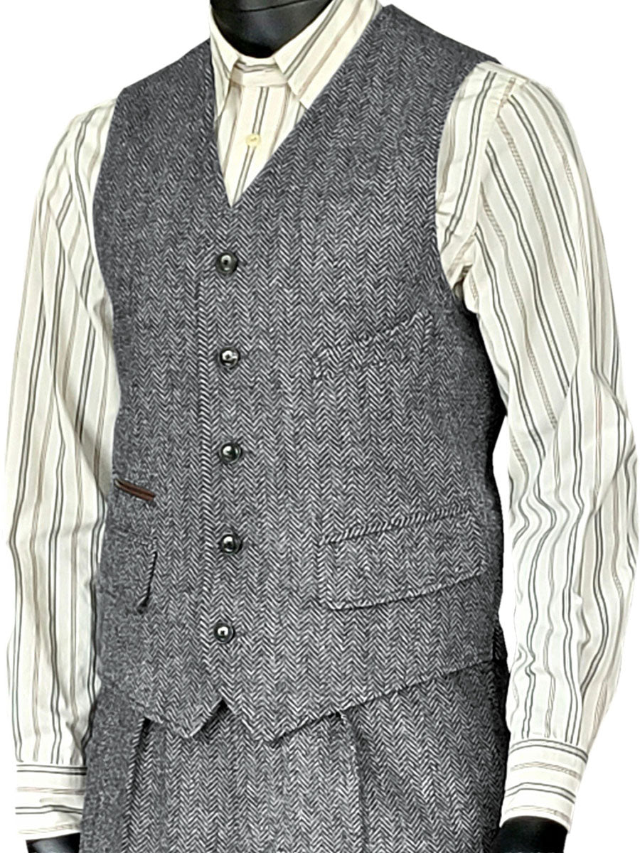 Gilet Homme à Motif Chevron et Poches Multiples Élégance Utile pour Mariage et Cocktail