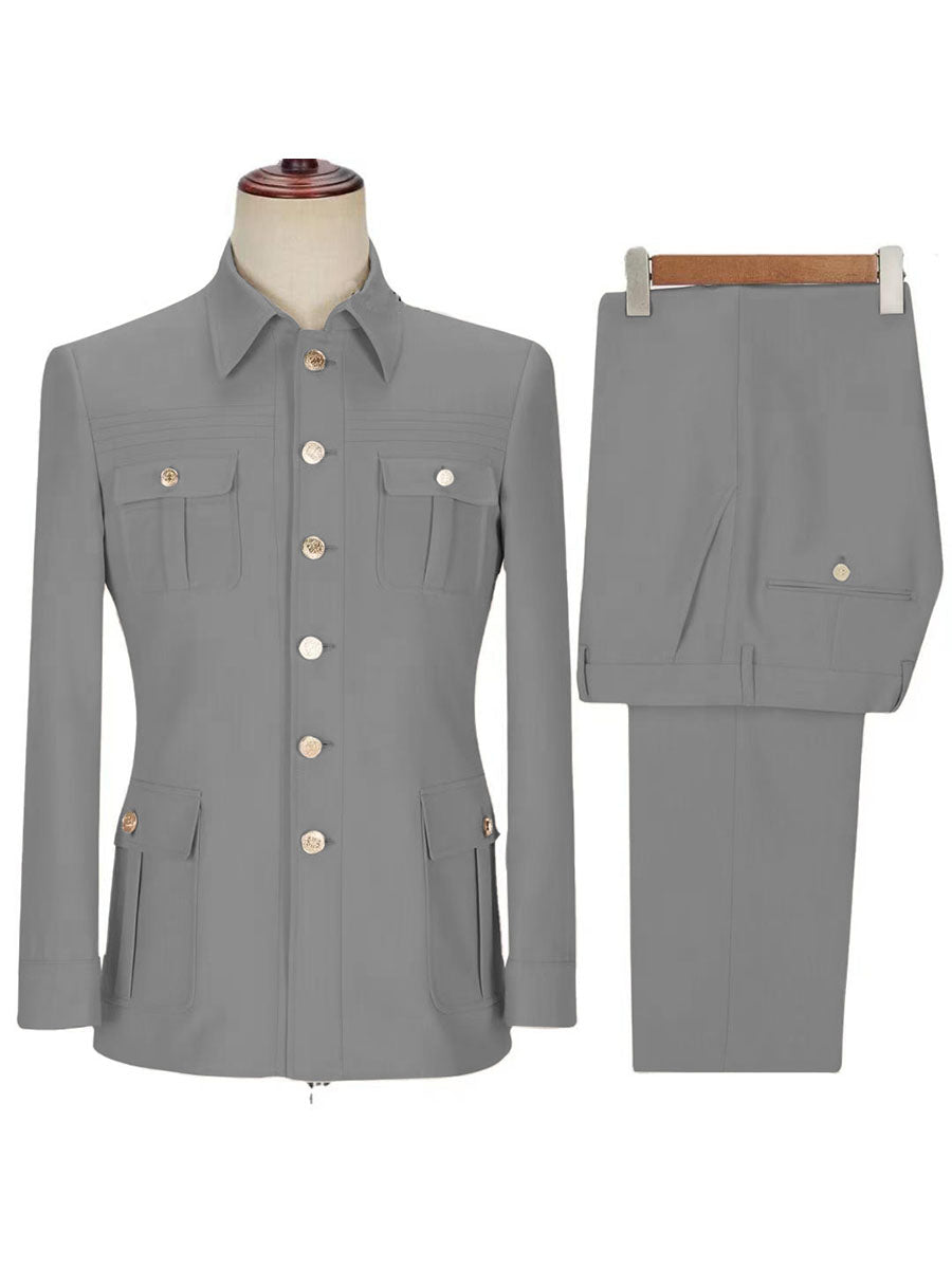 Ensemble Workwear Homme 2 Pièces en ARGENT (Veste + Pantalon) Style Utility-Chic Polyvalent