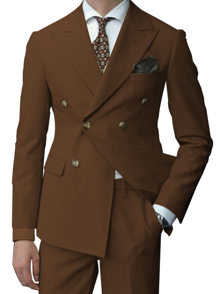 Costume Homme 2 Pièces en BRUN Coupe Slim et Polyvalente pour un Style Affaires Élégant