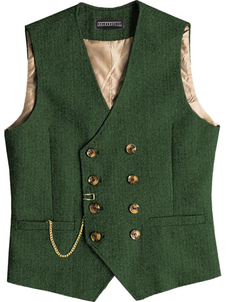 Gilet Homme en VERT Double-Épaule Haut de Gamme pour une Tenue d'Affaires Élégante