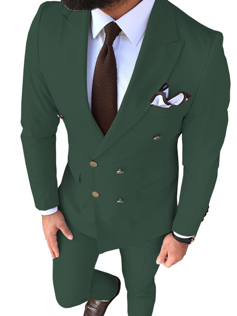 Costume Homme 2 Pièces en VERT_FONCE Coupe Slim pour une Silhouette Affinée en Affaires