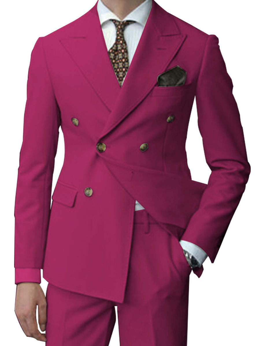Costume Homme 2 Pièces en FUCHSIA Coupe Slim et Polyvalente pour un Style Affaires Élégant