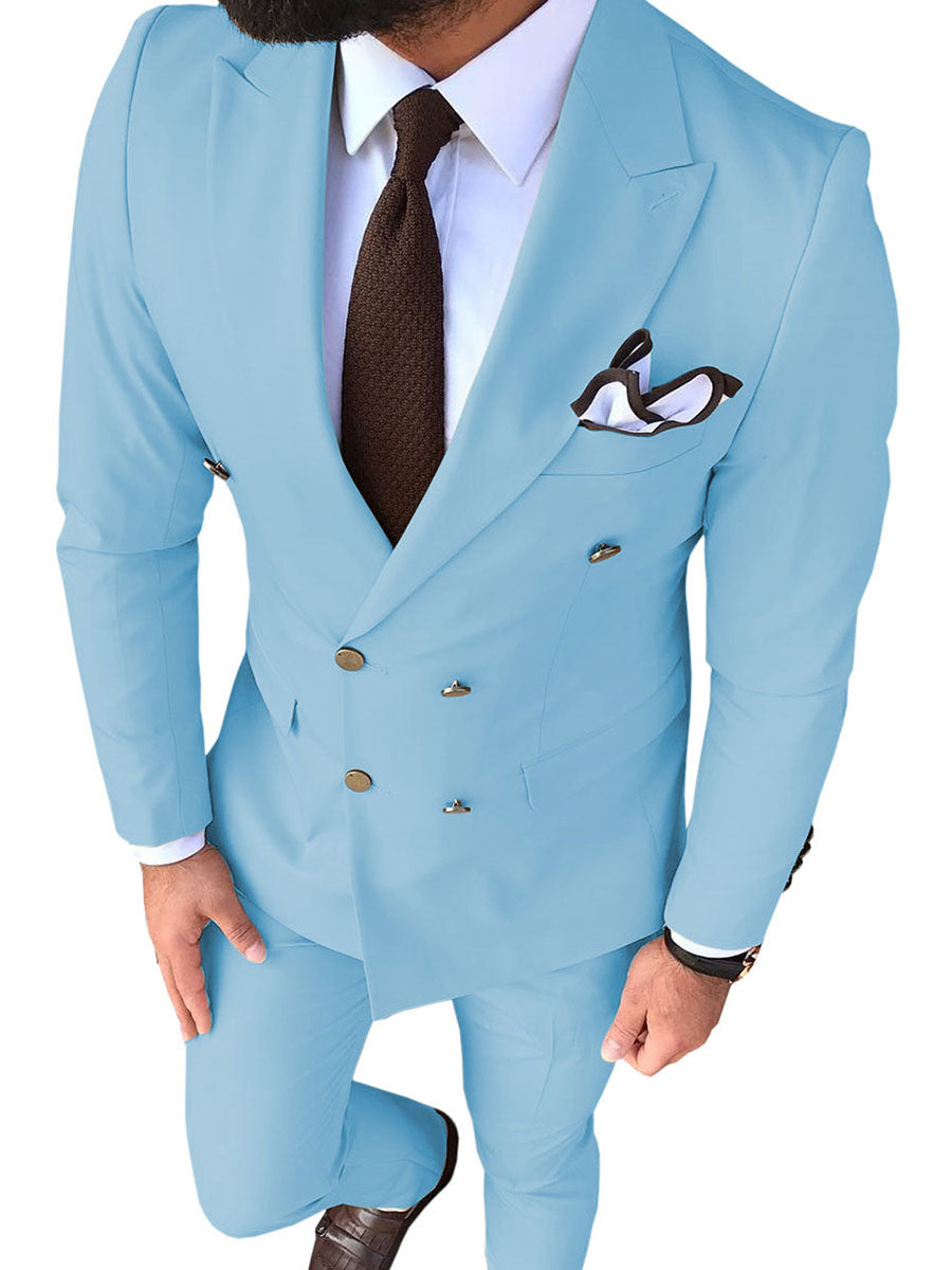 Costume Homme 2 Pièces en BLEU_CIEL Coupe Slim pour une Silhouette Affinée en Affaires