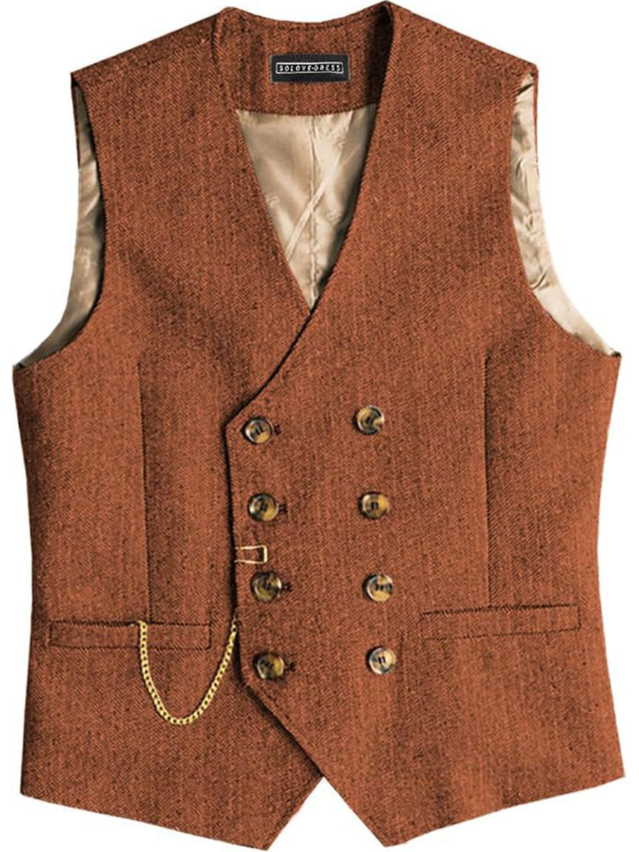 Gilet Homme en ORANGE Double-Épaule Haut de Gamme pour une Tenue d'Affaires Élégante