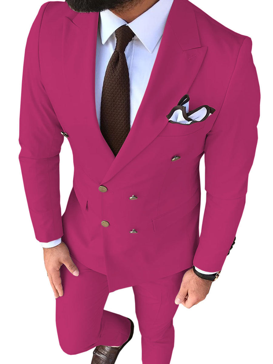 Costume Homme 2 Pièces Slim Fit - Blazer 4 Boutons + Pantalon Élégant - Idéal Mariage, Affaires, Soirée - Couleur Unie Confortable Et Moderne