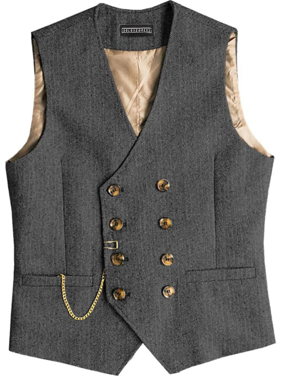 Gilet Homme en GRIS_ACIER Double-Épaule Haut de Gamme pour une Tenue d'Affaires Élégante