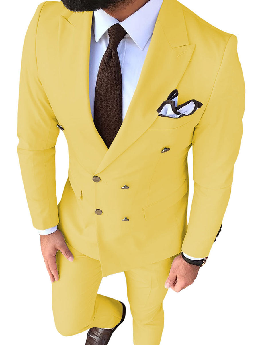 Costume Homme 2 Pièces en CITRON Coupe Slim pour une Silhouette Affinée en Affaires