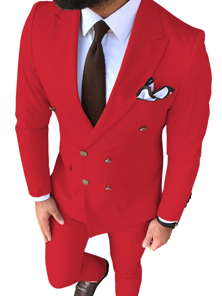 Costume Homme 2 Pièces en ROUGE Coupe Slim pour une Silhouette Affinée en Affaires
