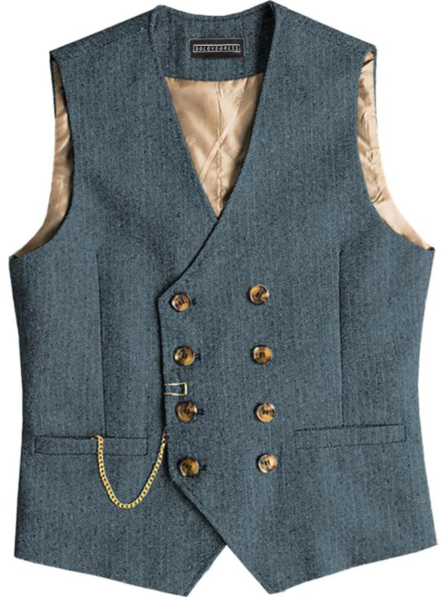 Gilet Homme en BLEU_MARINE Double-Épaule Haut de Gamme pour une Tenue d'Affaires Élégante