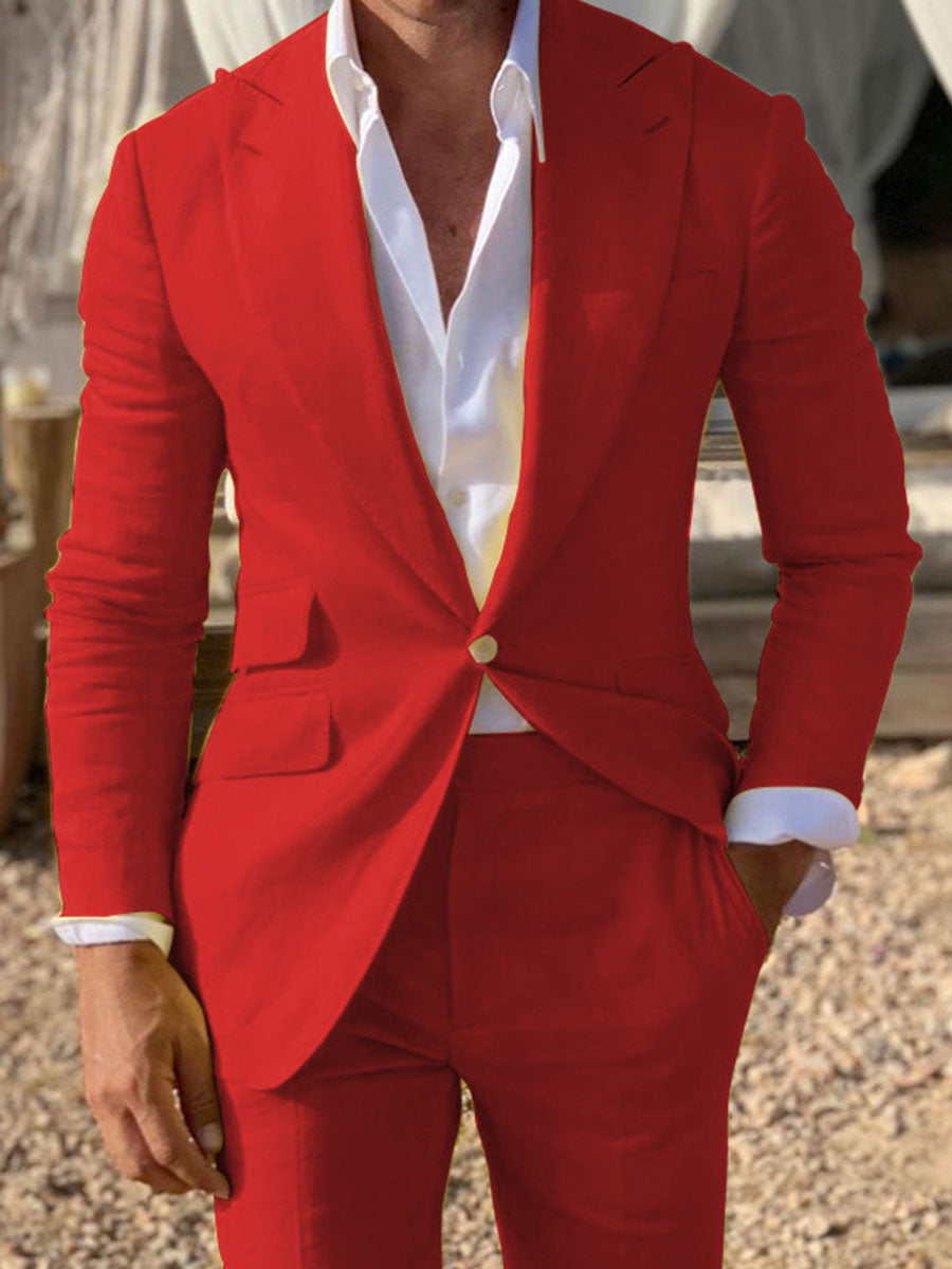 Costume Homme 2 Pièces en ROUGE pour Marié et Témoins Élégance Cérémonielle pour le Grand Jour