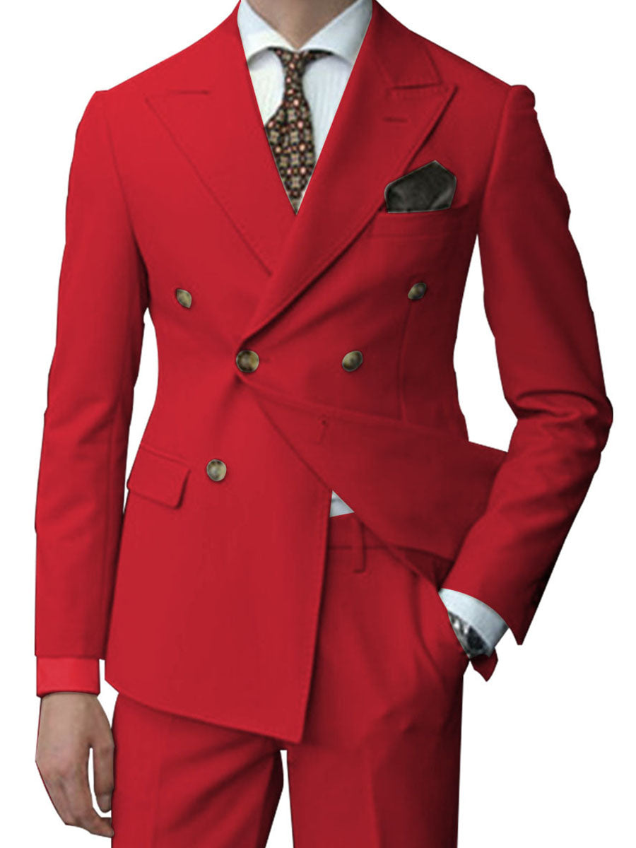 Costume Homme 2 Pièces en ROUGE Coupe Slim et Polyvalente pour un Style Affaires Élégant