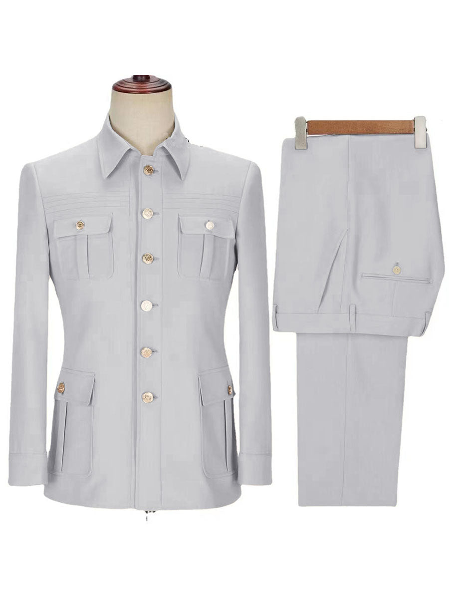 Ensemble Workwear Homme 2 Pièces en BLANC (Veste + Pantalon) Style Utility-Chic Polyvalent