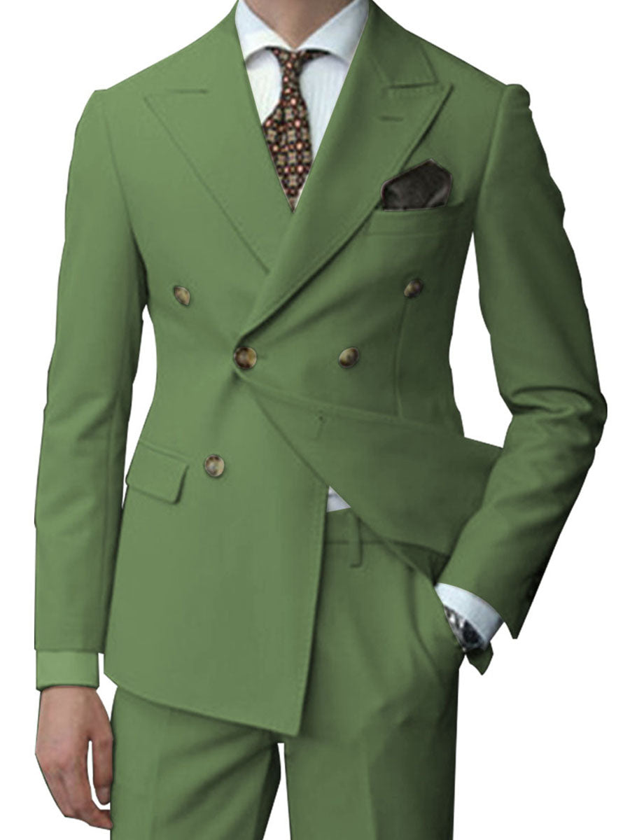 Costume Homme 2 Pièces en VERT_OLIVE Coupe Slim et Polyvalente pour un Style Affaires Élégant