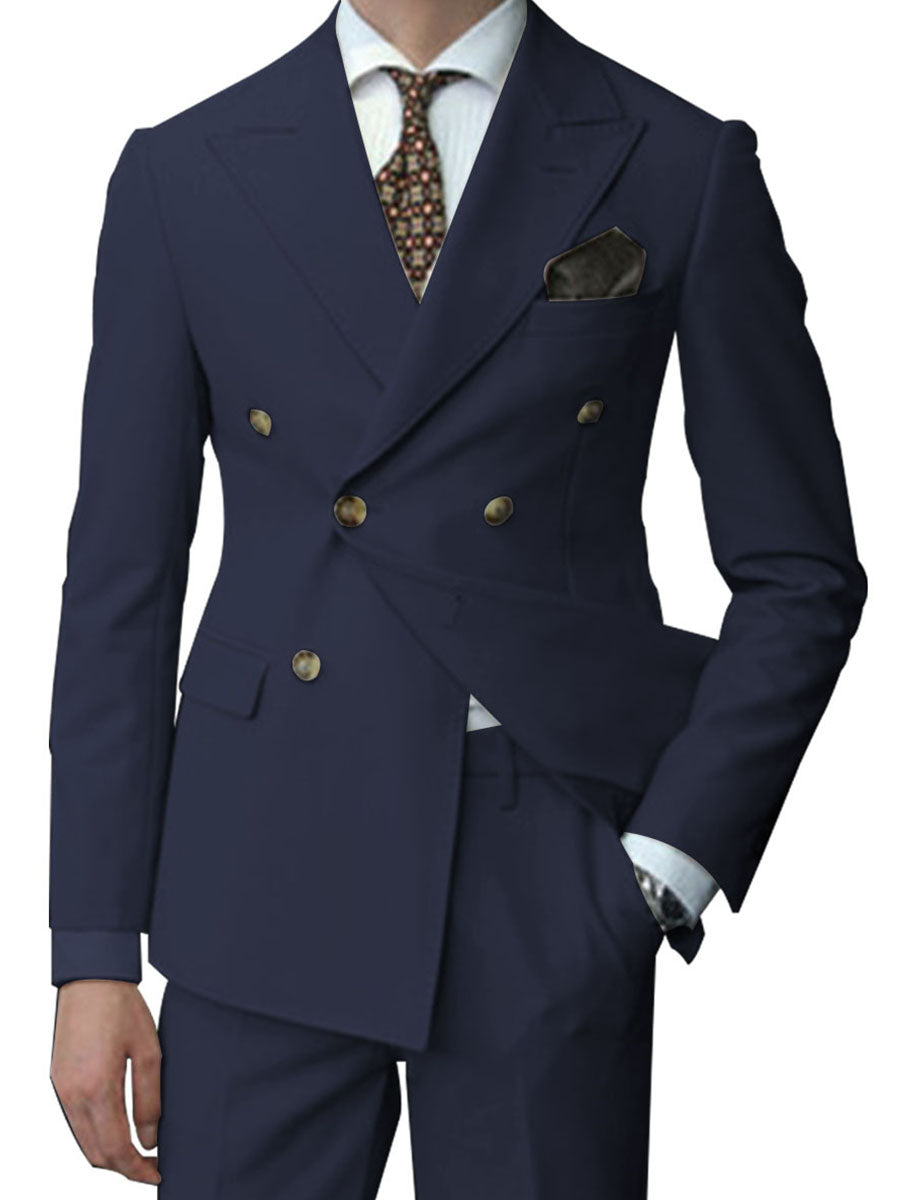 Costume Homme 2 Pièces en BLEU_MARINE Coupe Slim et Polyvalente pour un Style Affaires Élégant