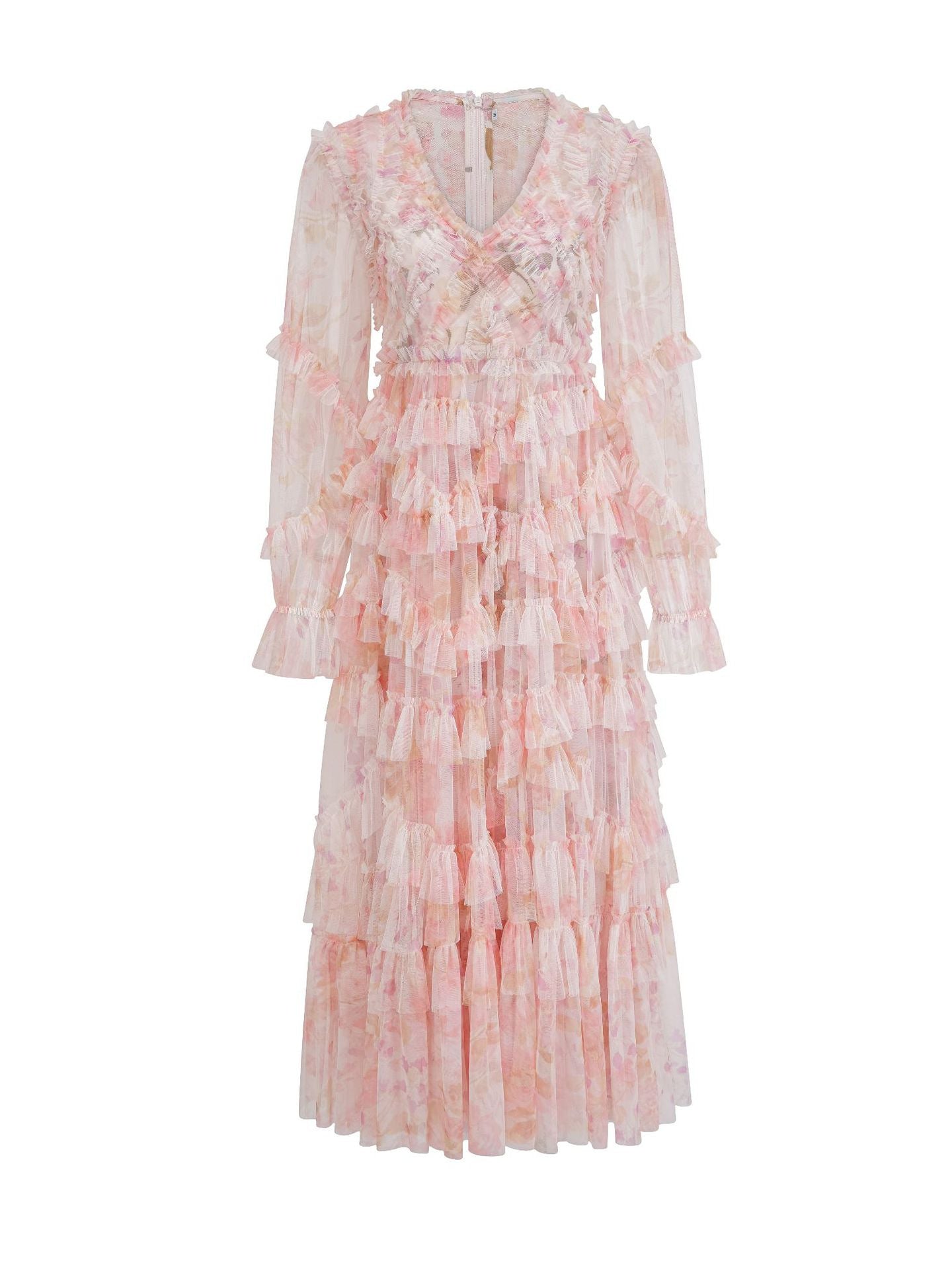 Robe Longue Trapèze Col V Manches Longues Robe de Soirée