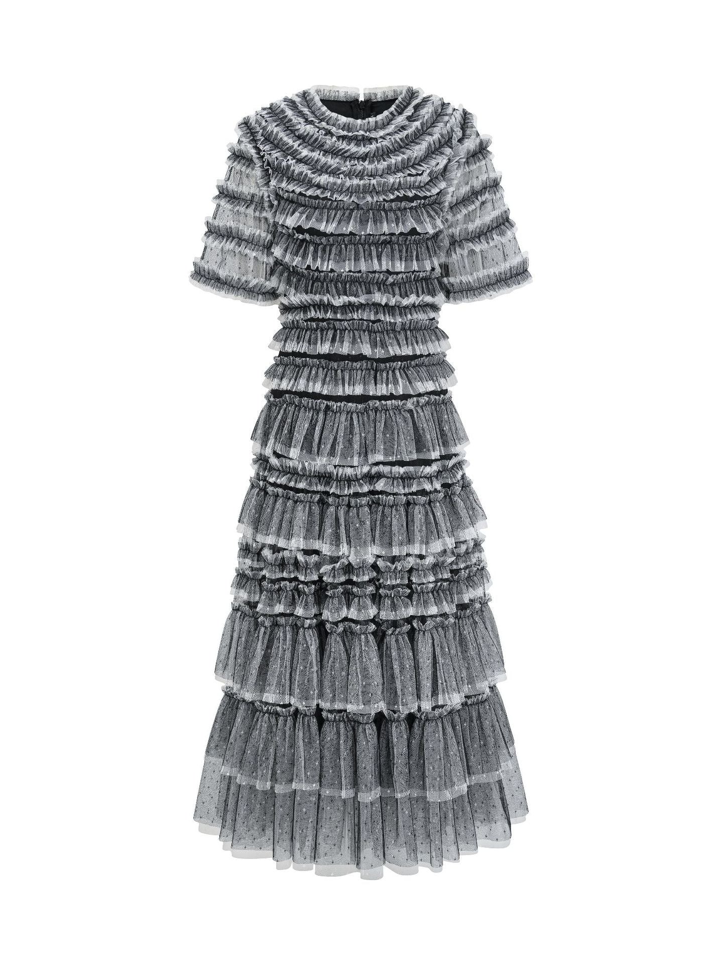 Robe Trapèze Col Rond Demi-Manches Robe de Soirée