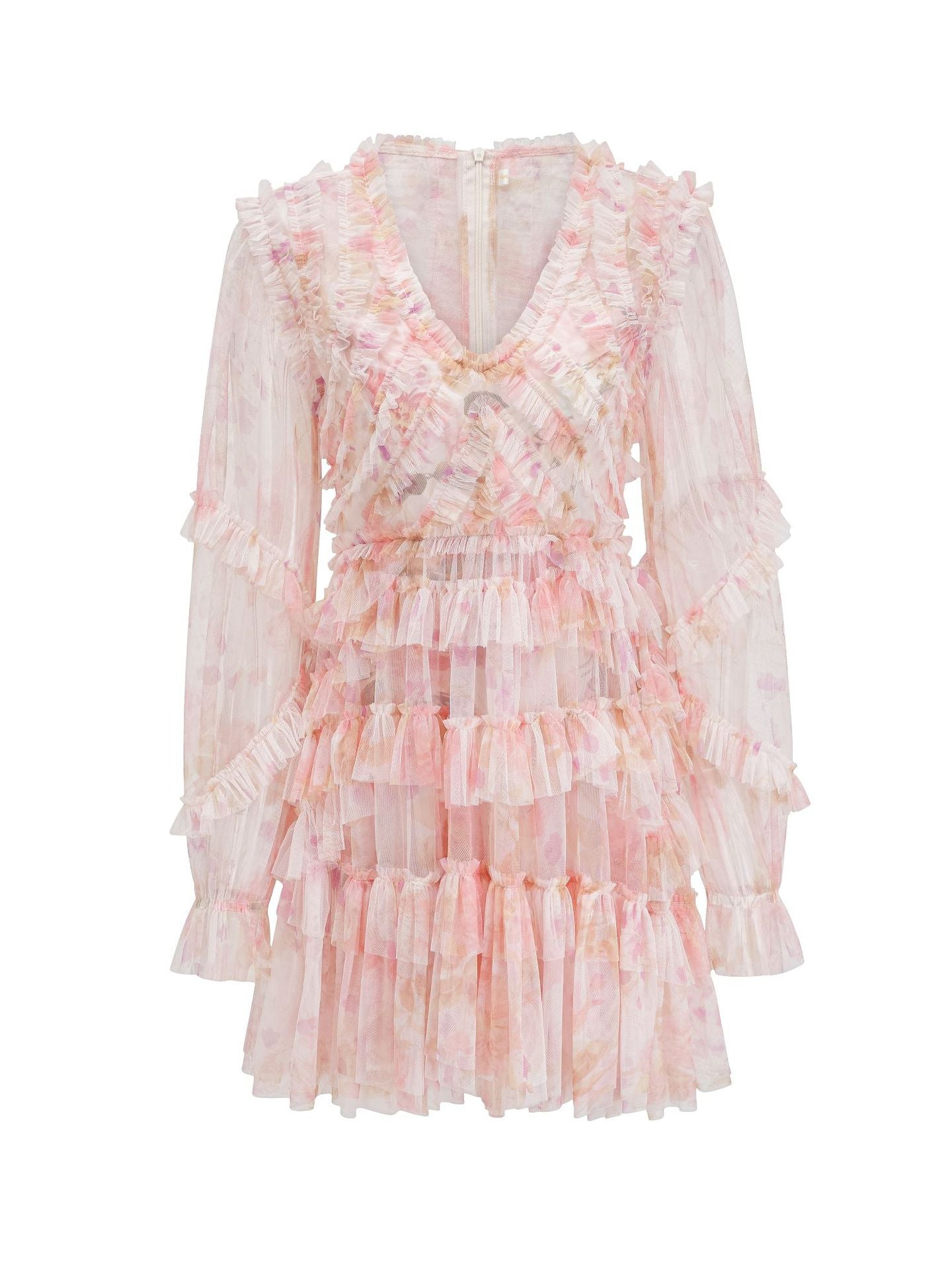 Robe Courte Trapèze Col V Manches Longues Robe de Soirée