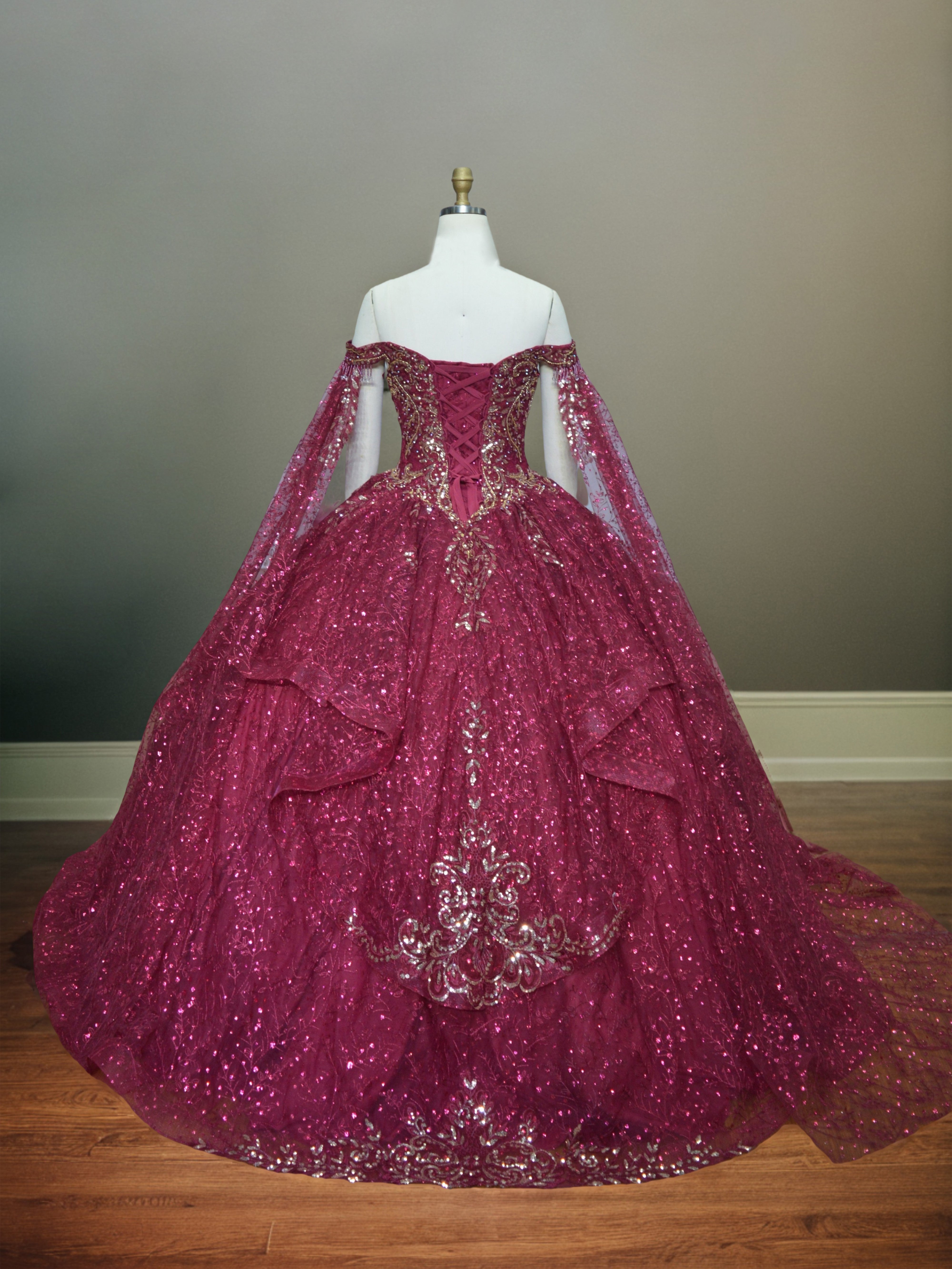 Épaule Dénudée Robe de Quinceanera brodée de Perles avec Paillettes et Appliques
