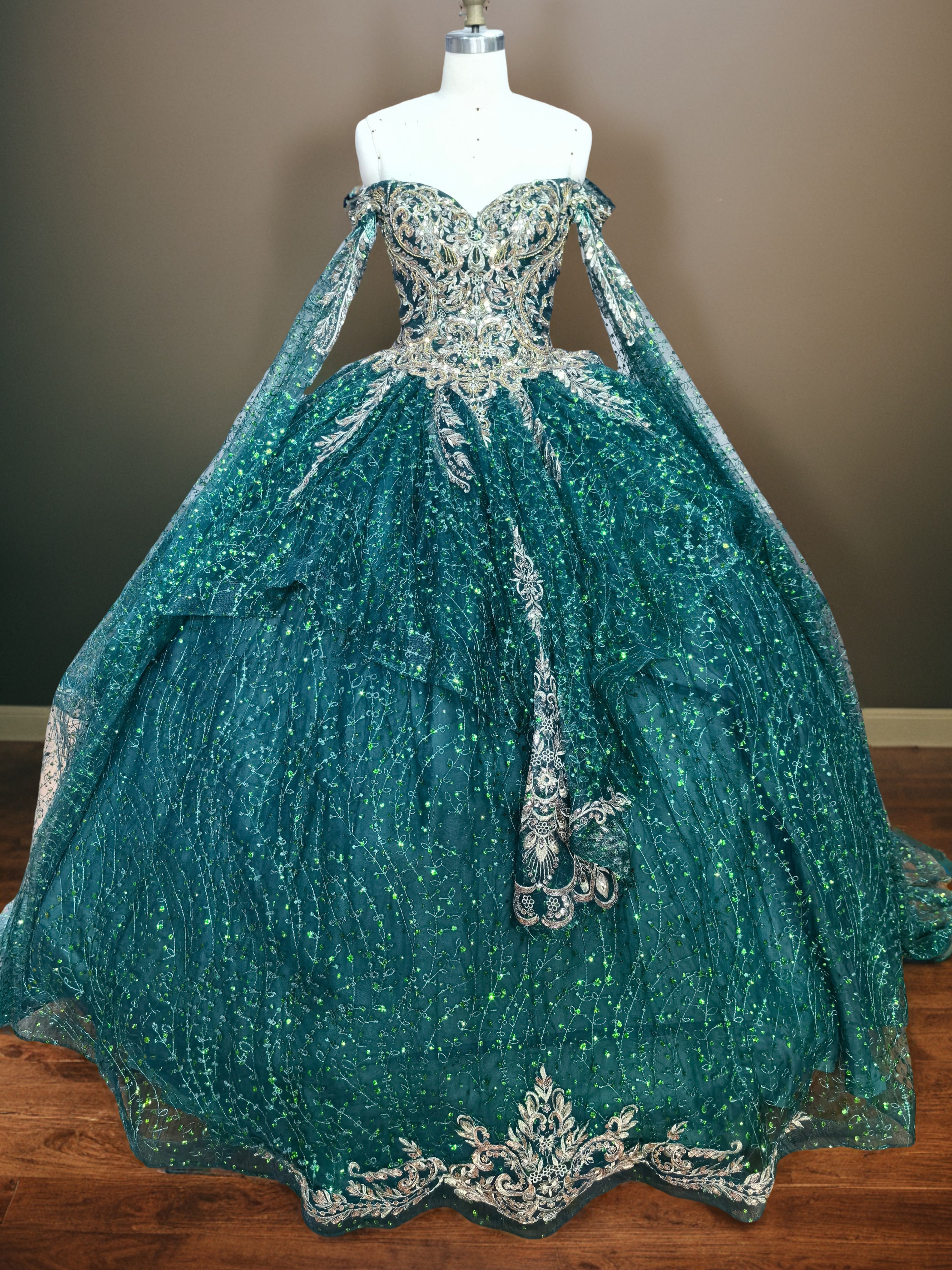 Épaule Dénudée Robe de Quinceanera brodée de Perles avec Paillettes et Appliques