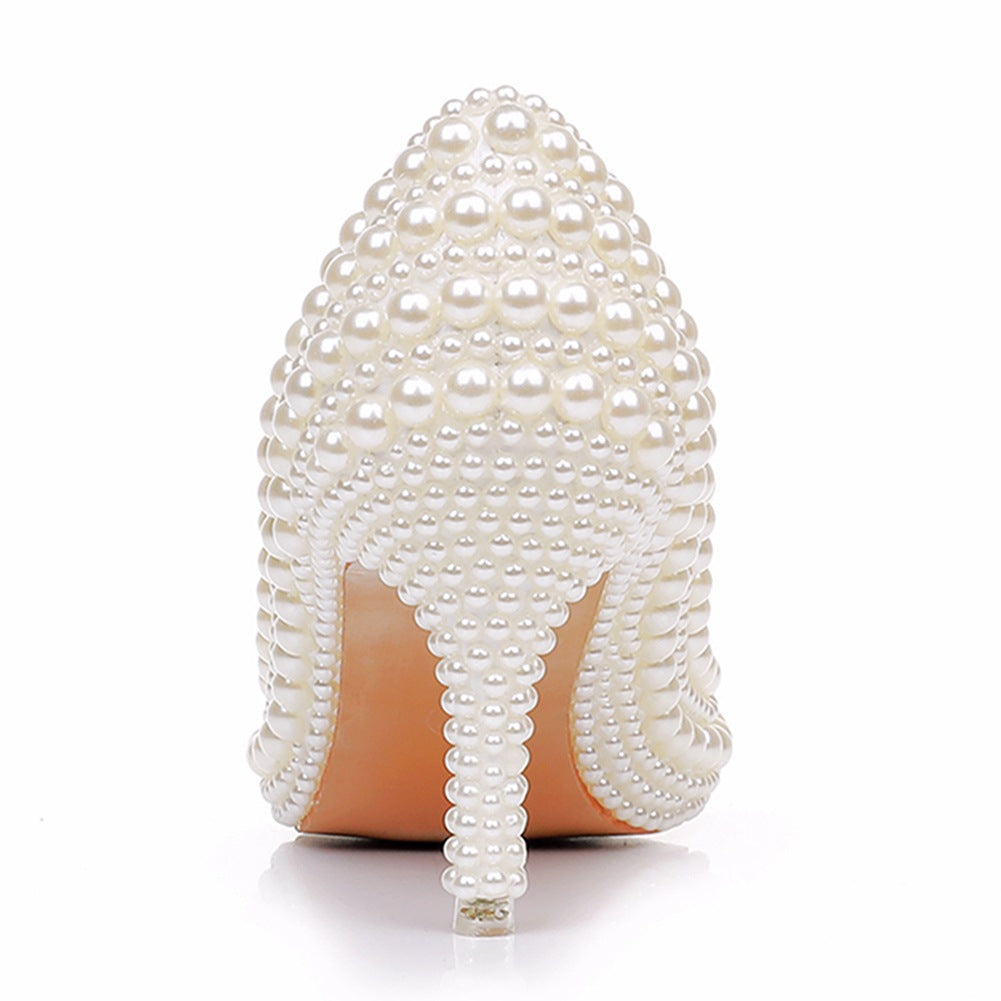 Chaussures de Mariage à Talons Aiguilles et Bout Pointu avec Perles