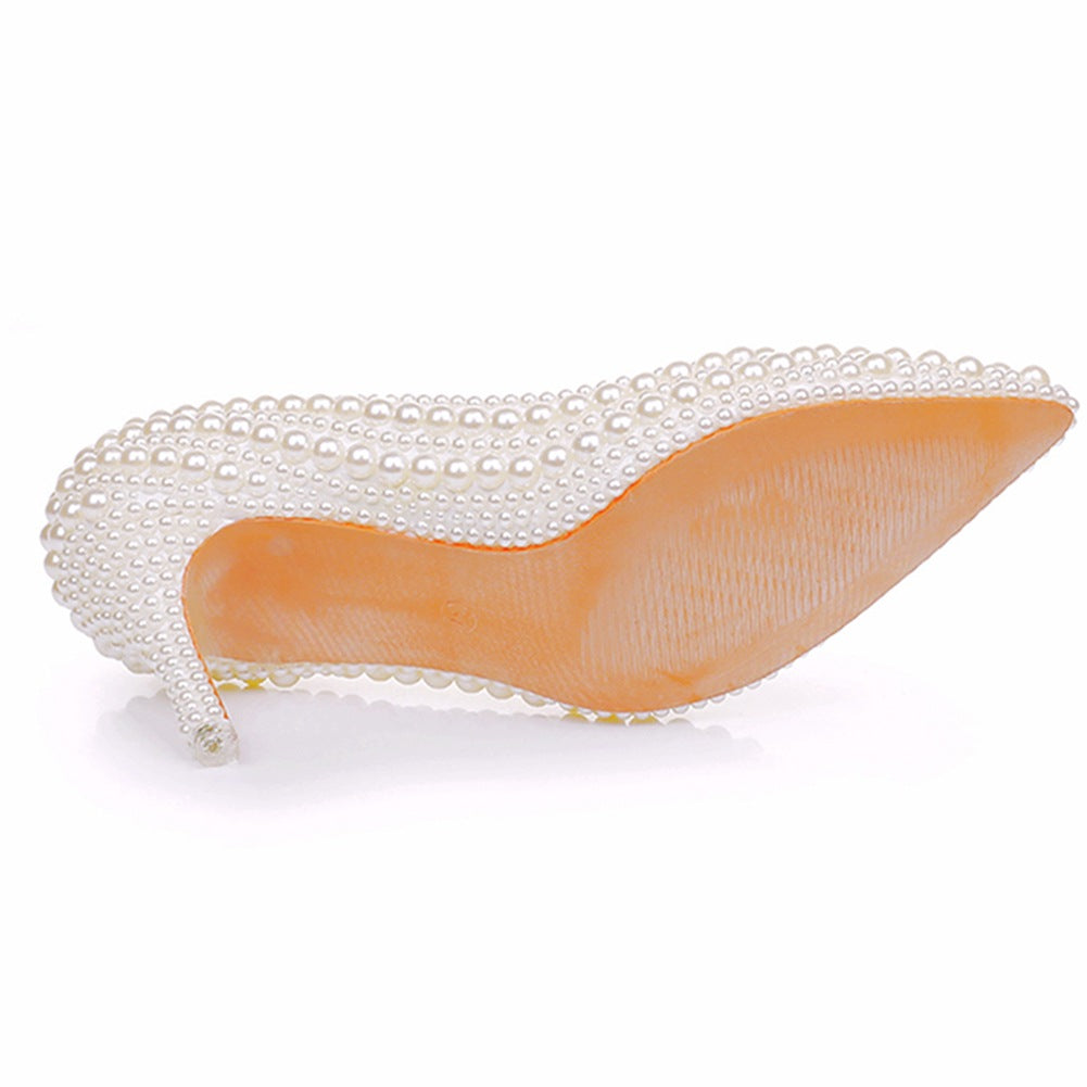 Chaussures de Mariage à Talons Aiguilles et Bout Pointu avec Perles