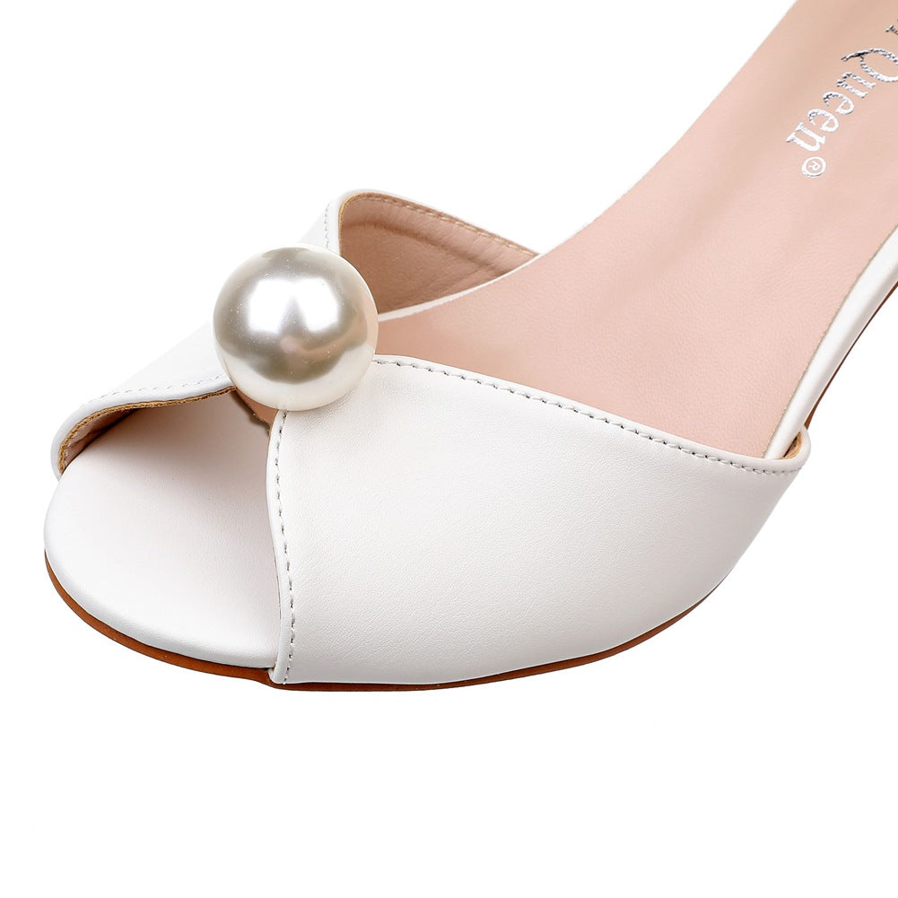 Simple Chaussures de mariage formelles à talons hauts avec bouche de poisson et perle