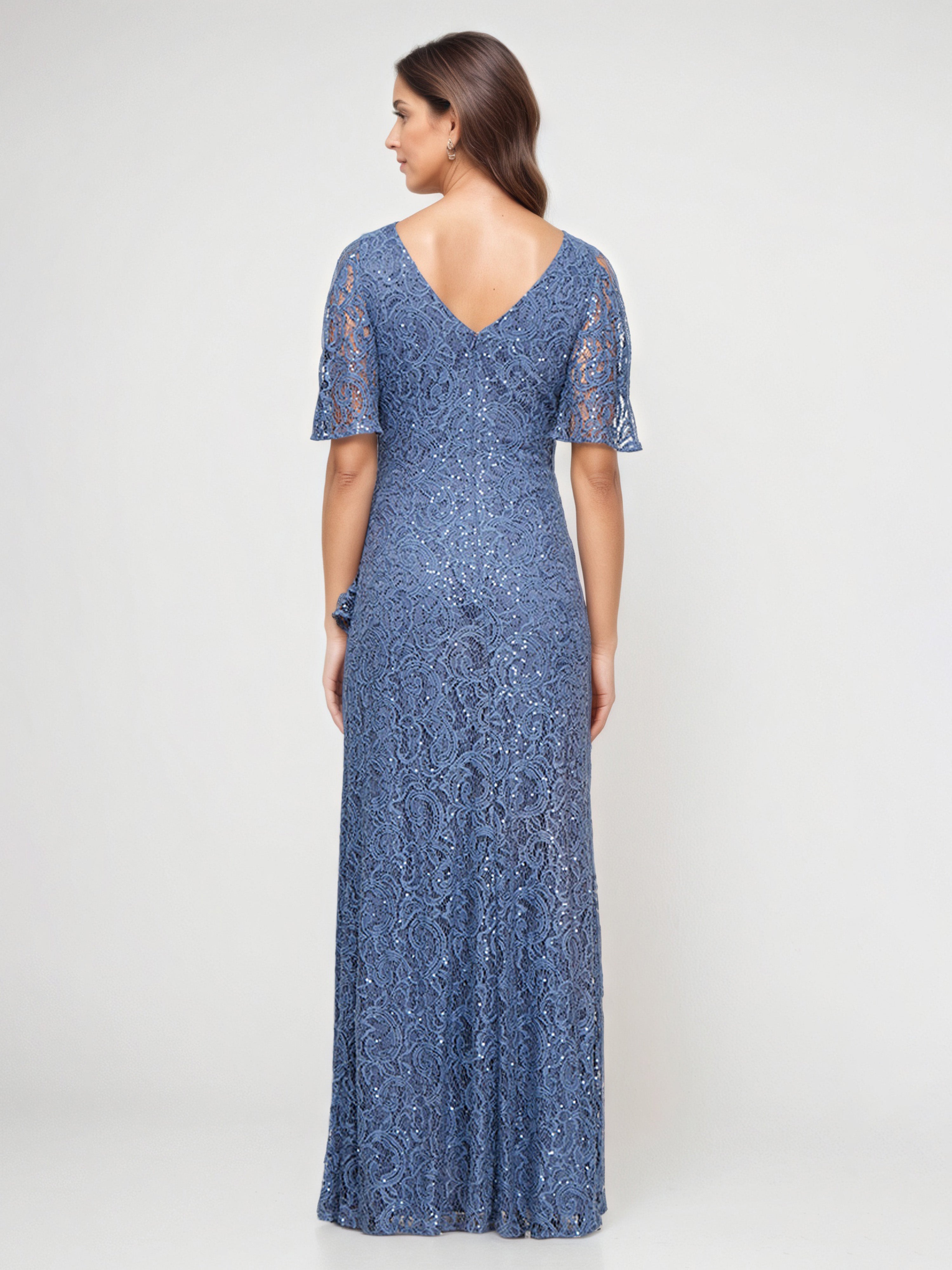 Robe Mere dela Mariee WEDGEWOOD Col V Robe Fendue Manches à Volants