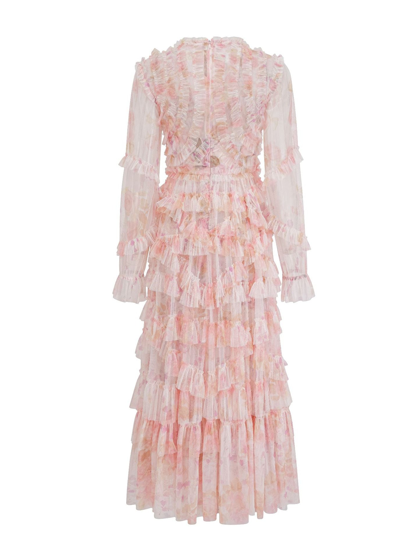 Robe Longue Trapèze Col V Manches Longues Robe de Soirée