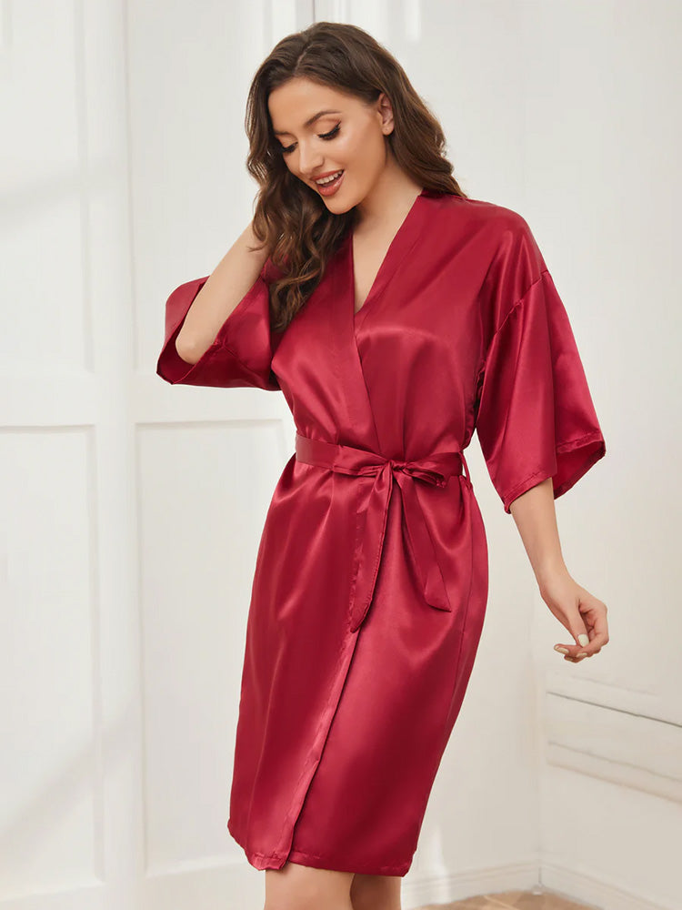 Robe de Nuit en Satin Bordeaux pour Mariée