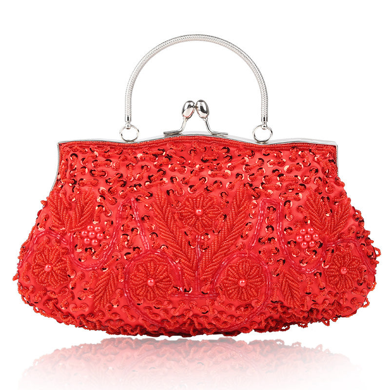 Sac de soirée vintage en broderie perlée fait à la main