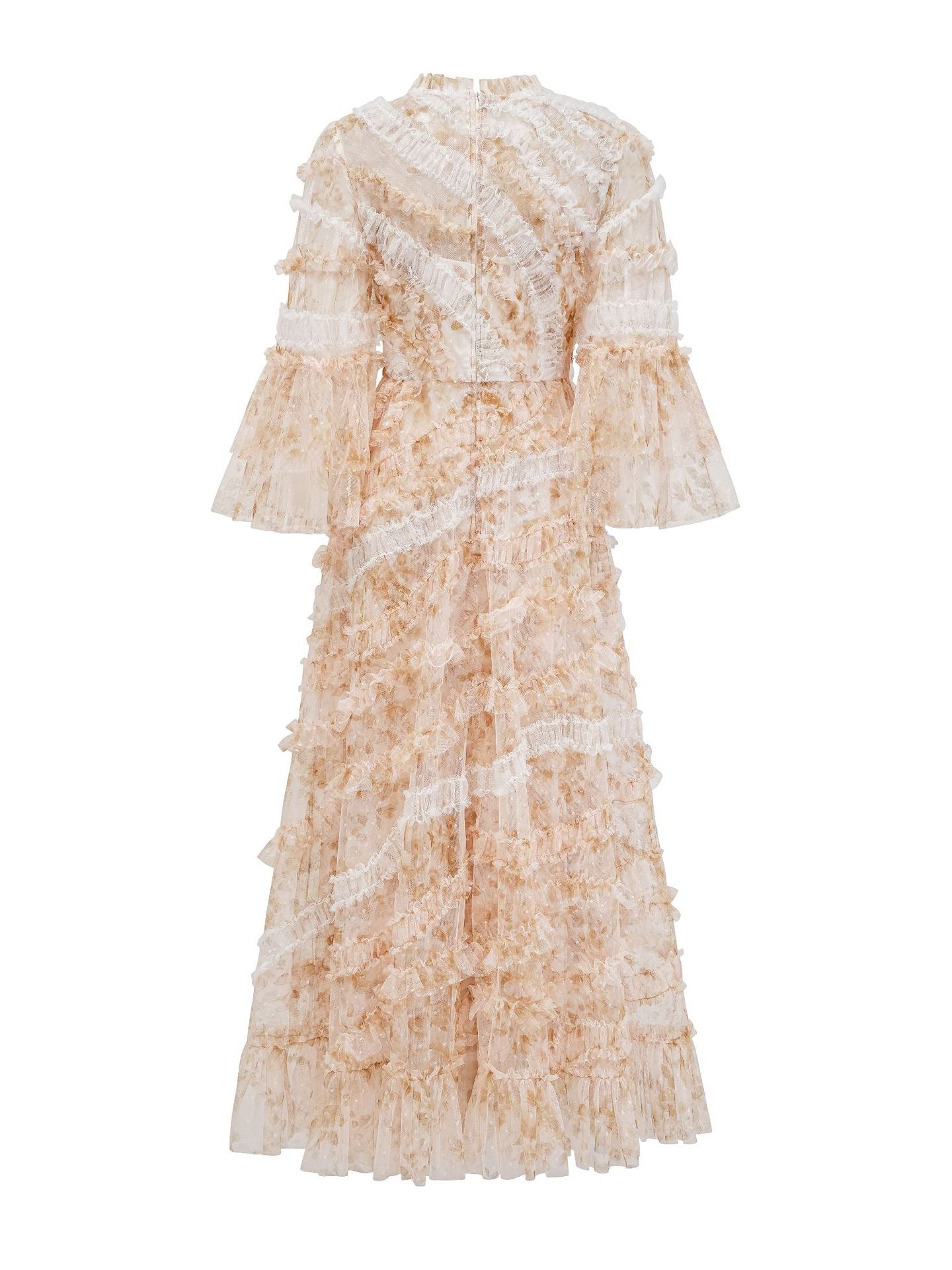 Robe Trapèze Col Rond Manches 3/4 Robe de Soirée en Abricot