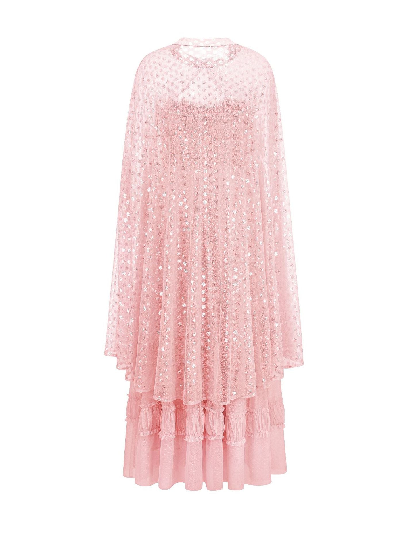 Robe Paillettes Deux Pièces Trapèze Sans Manches Robe de Soirée en Rose