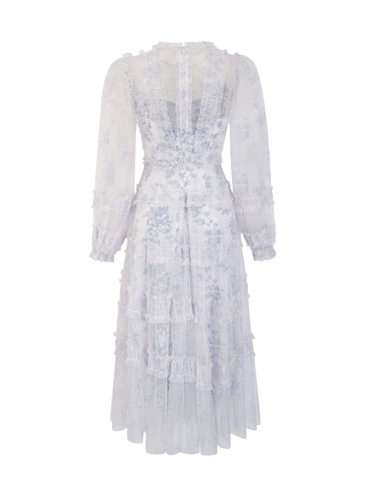 Robe Trapèze Col Roulé Mi-Haut Manches Longues Robe de Soirée en Gris