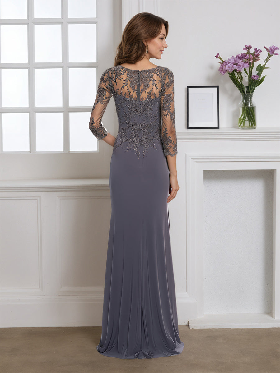 Cicinia Robe pour Mère de la Mariée ORAGEUX Longue Fourreau Appliqués Dentelle