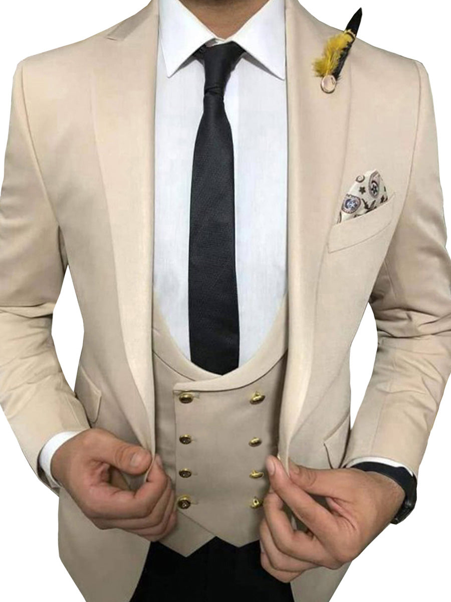 Costume Homme 3 Pièces en IVOIRE pour Marié Tenue de Cérémonie Élégante