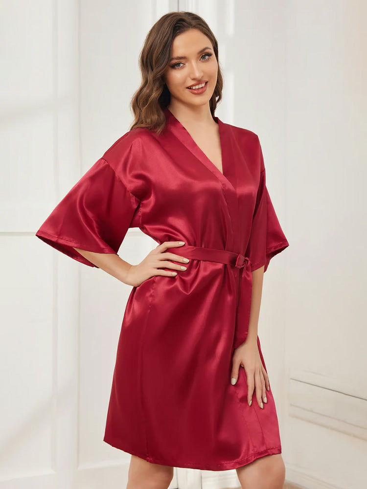 Robe de Nuit en Satin Bordeaux pour Mariée