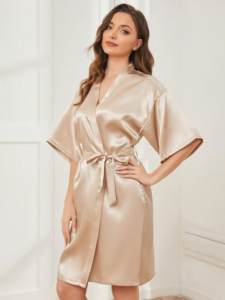 Robe de Nuit Champagne en Satin pour Mariée