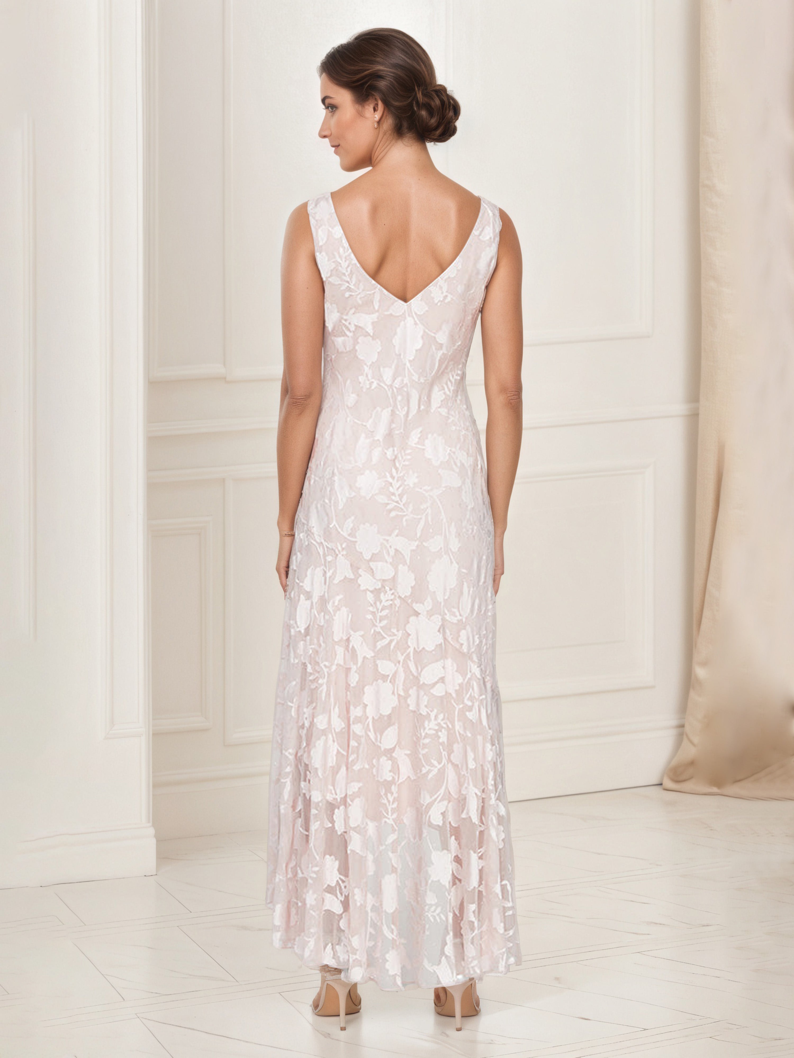 Tenue Mère De la Mariée Très Chic ROSE_PERLE Robe Ensemble Asymétrique en Forme de Tulipe Avec Manches 3/4 Veste
