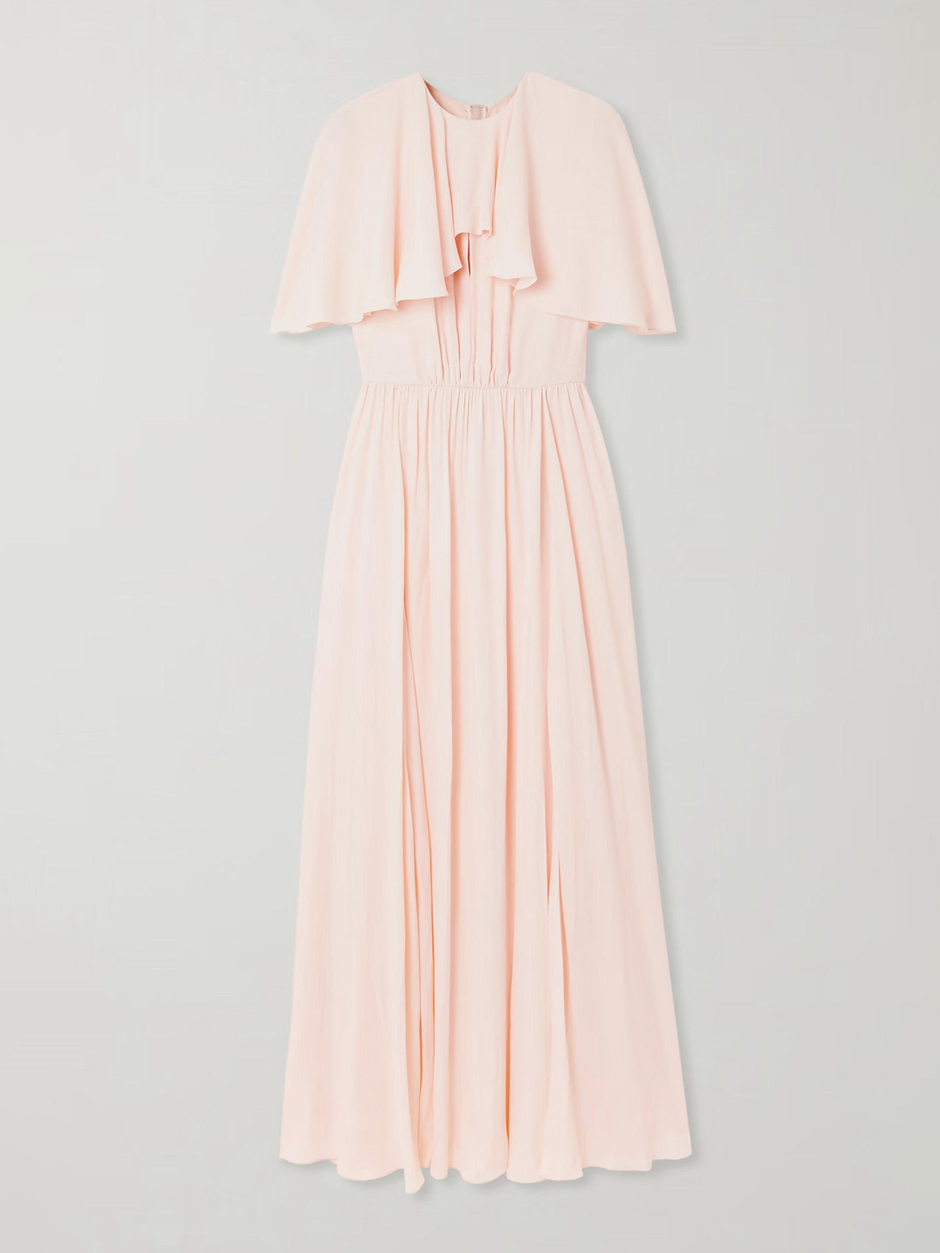 Robe de Soirée ROSE_PALE Trapèze Mousseline avec Manches Cape