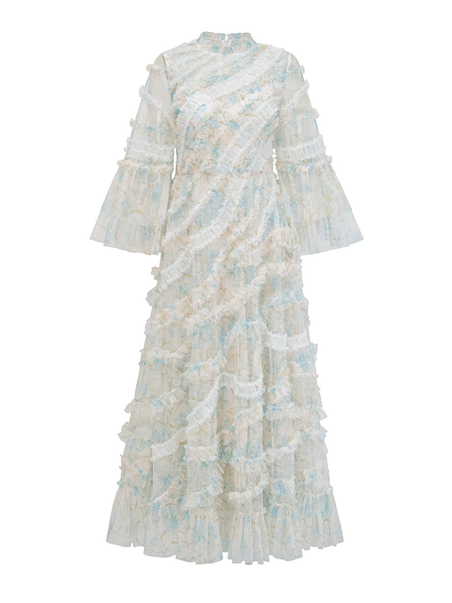 Robe Trapèze Col Rond Manches 3/4 Robe de Soirée en Bleu