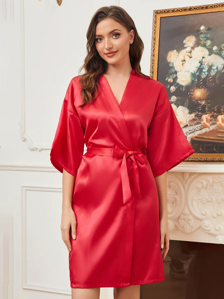 Robe de Nuit en Satin Rouge pour Mariée